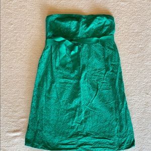 Motherhood maternity green eyelet strapless dress